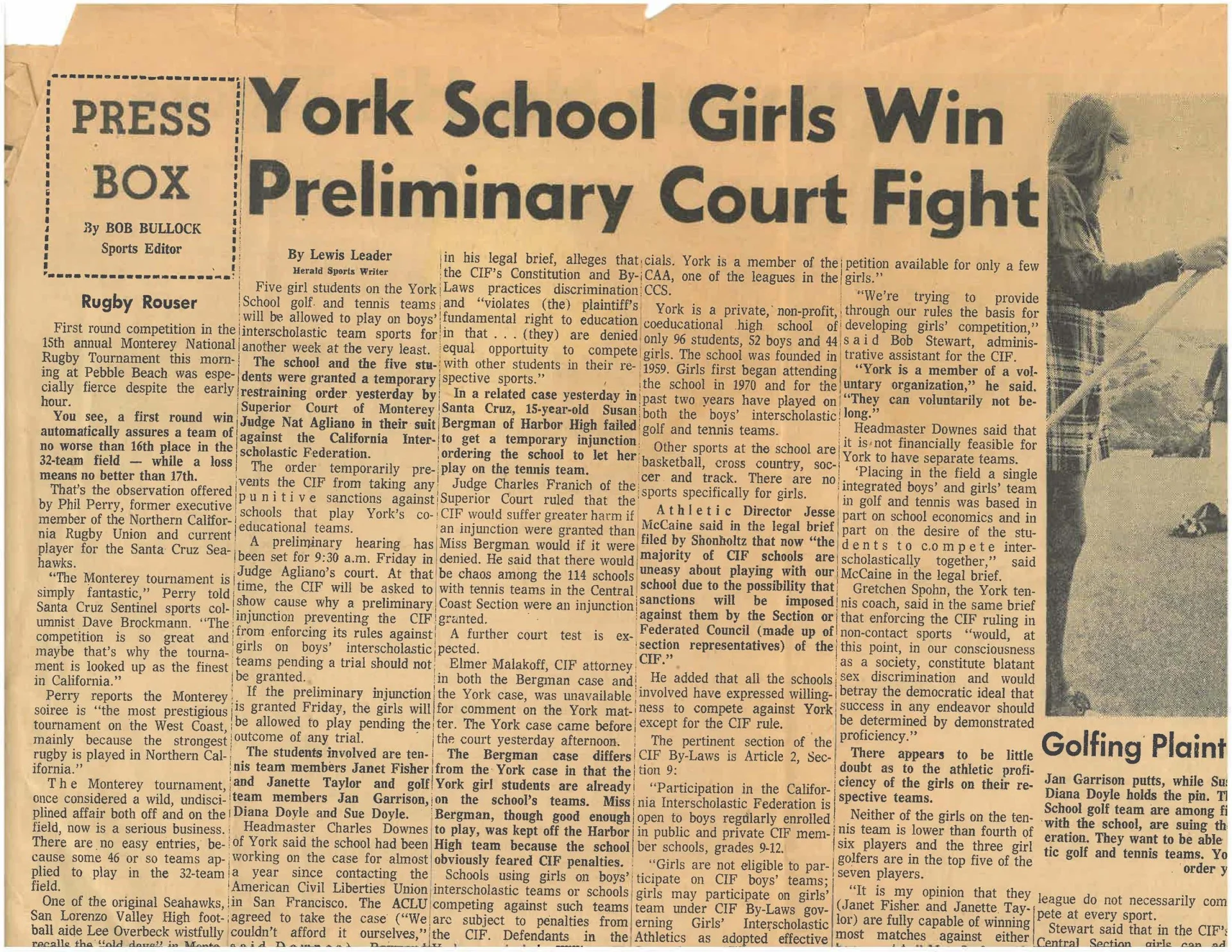 scan of newspaper article